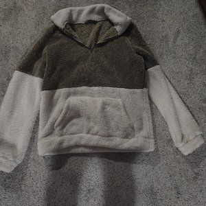 Fuzzy 3/4 zip up teddy hoodie